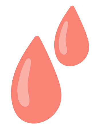 Blood drops in flat design. Red droplets for donation or transfusion. Vector illustration isolated.のイラスト素材