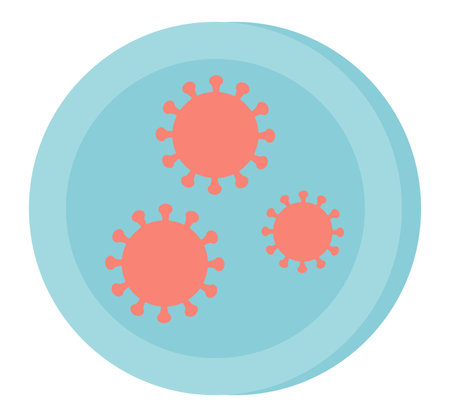 Virus research in flat design. Disease bacterium in laboratory test glass. Vector illustration isolated.のイラスト素材