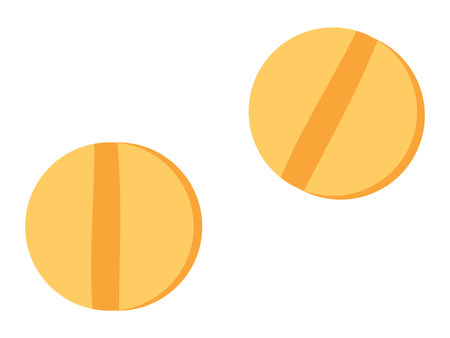 Round medical pills in flat design. Pharmaceutical drugs and painkillers. Vector illustration isolated.のイラスト素材