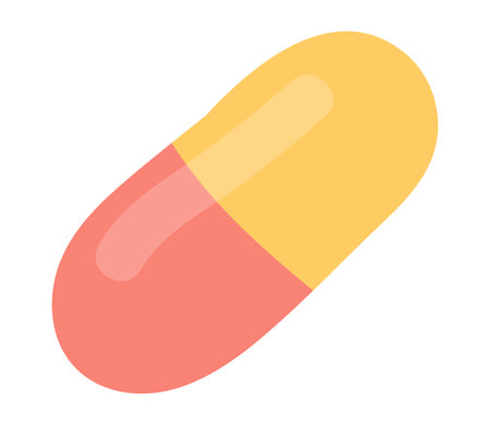 Capsule pill in flat design. Pharmaceutical treatment drug or painkiller. Vector illustration isolated.のイラスト素材