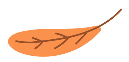 Autumn leaf in flat design. Forest dry orange foliage with veins and twig. Vector illustration isolated.のイラスト素材