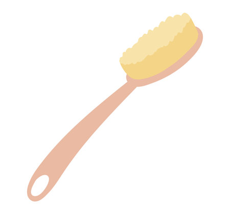 Wooden massage brush in flat design. Eco bamboo tool for body skin. Vector illustration isolated.のイラスト素材