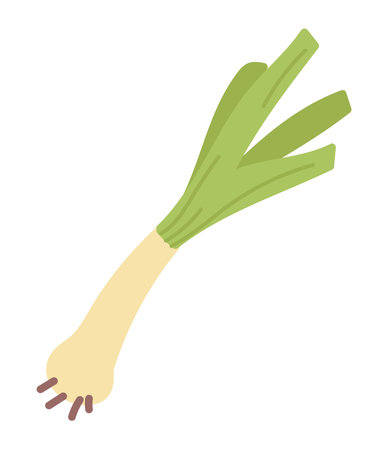 Green onions in flat design. Organic food for vegan diet, natural plant. Vector illustration isolated.のイラスト素材