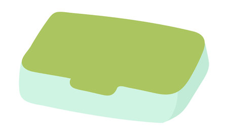 Plastic lunch box in flat design. Container for food with closed lid. Vector illustration isolated.のイラスト素材