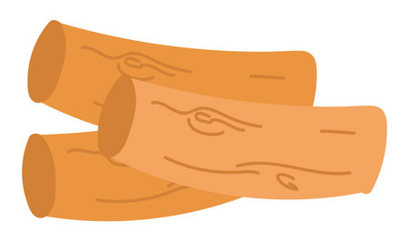 Firewood stack in flat design. Wooden logs for fireplace, camp hardwood. Vector illustration isolated.のイラスト素材