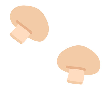 Champignon mushrooms in flat design. Raw eating fungus, fresh products. Vector illustration isolated.のイラスト素材