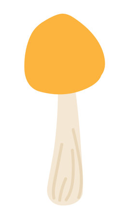 Wild fall mushroom in flat design. Autumn forest fungus with orange cap. Vector illustration isolated.のイラスト素材