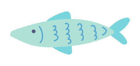 Cute herring fish in flat design. Atlantic underwater blue sardine. Vector illustration isolated.のイラスト素材