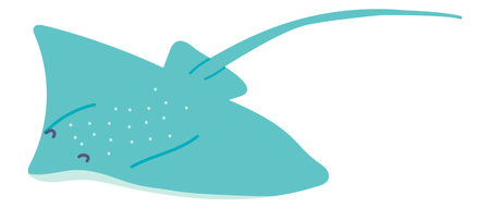 Cute stingray in flat design. Marine swimming animal, undersea wildlife. Vector illustration isolated.のイラスト素材