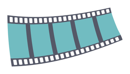 Film tape in flat design. Cinema movie reel, filmstrip slides with frames. Vector illustration isolated.のイラスト素材