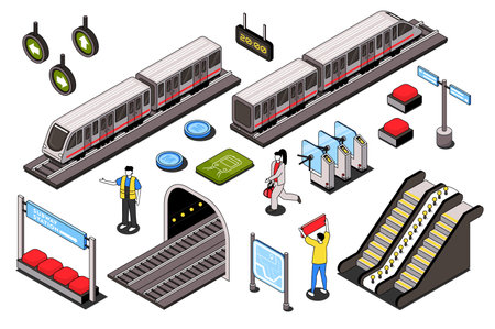 City Subway Isometric Elementsのイラスト素材