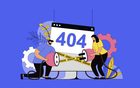 404 error page concept with modern flat design for web. Technical support solving problem with...