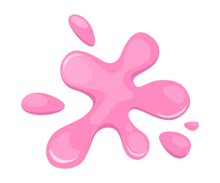 Pink paint splash depicted in a flat vector illustration style featuring smooth rounded shapes and a glossy finishのイラスト素材