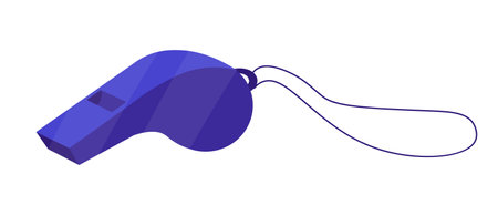 Blue whistle in vector flat illustration style This whistle is often used as a blowing and alert tool by referees and coaches in various sports activitiesのイラスト素材