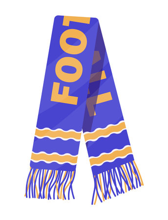 Blue and yellow football scarf flat vector illustration perfect for sports-related projects depicting fan accessories and related themes bright colorsのイラスト素材