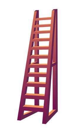 Flat vector illustration of a wooden ladder for construction architecture decor or home improvement projects perfect for digital or print designsのイラスト素材