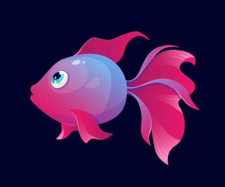 A colorful fish showcased in a vibrant vector illustration with blue and red scales and expressive eye This flat vector illustration highlights the beautiful design of the marine animalのイラスト素材