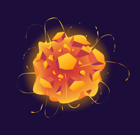 The vector image showcases a vibrant and strikingly colorful abstract design featuring multiple geometric shapes with a glowing effect flat vector illustrationのイラスト素材