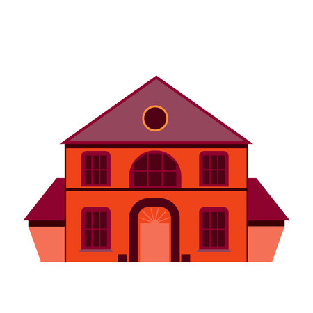 Museum building exterior in flat design. Classic architecture facade. Vector illustration isolated.のイラスト素材