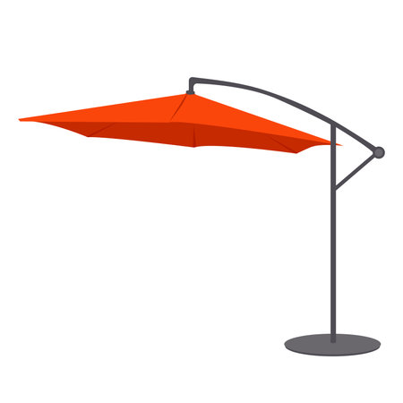 Outdoor floor umbrella in flat design. Folding parasol for backyard furniture. Vector illustration isolated.のイラスト素材