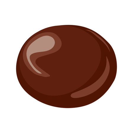 Chocolate round candy in flat design. Sweet and delicious dark cocoa dessert. Vector illustration isolated.のイラスト素材