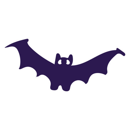Halloween bat flying in flat design. Creepy and cute vampire mascot animal. Vector illustration isolated.のイラスト素材