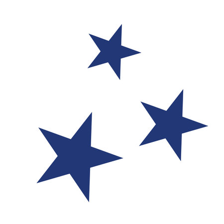 Three blue stars in flat design. Magic, quality, bright or luxury symbols. Vector illustration isolated.のイラスト素材