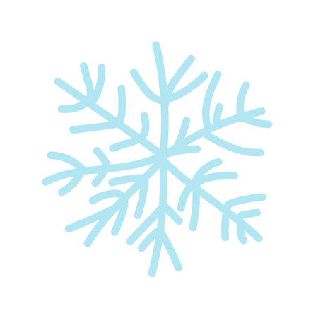 Christmas snowflake in flat design. Blue winter crystal, ice ornament. Vector illustration isolated.のイラスト素材