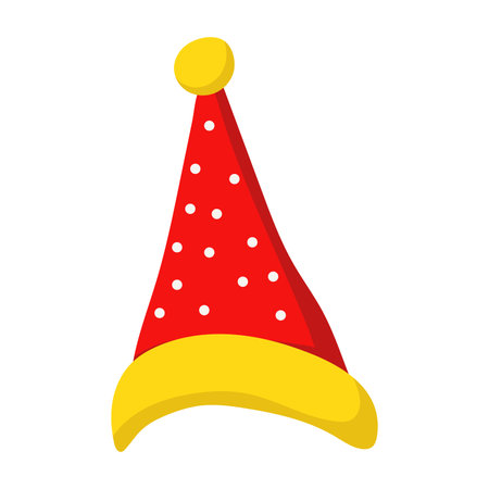 Christmas hat in flat design. Red holiday headwear, winter accessory. Vector illustration isolated.のイラスト素材