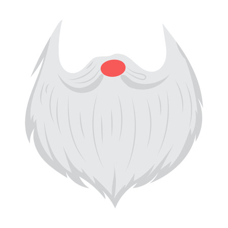 Christmas white beard with red nose in flat design. Santa Claus face mask. Vector illustration isolated.のイラスト素材