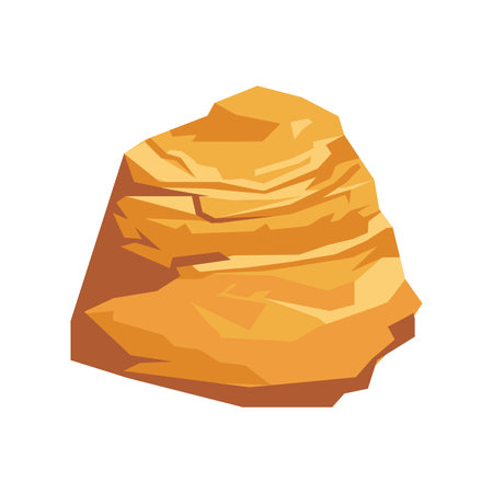 Desert stone in flat design. Yellow sandy rock debris with rough texture. Vector illustration isolated.のイラスト素材