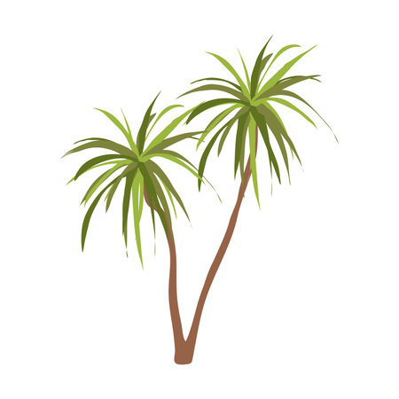 Desert palm tree in flat design. Wilderness tropical plant with green leaves. Vector illustration isolated.のイラスト素材