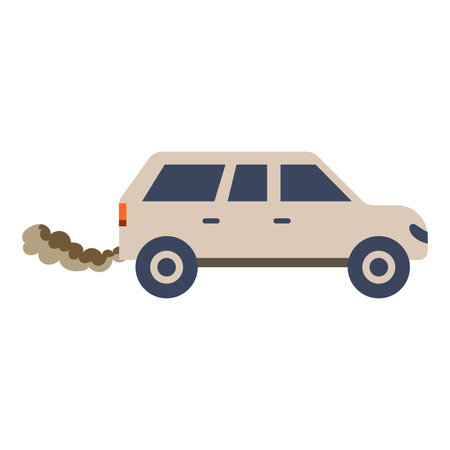 Car exhaust in flat design. Environmental pollution with toxic pipe gas. Vector illustration isolated.のイラスト素材