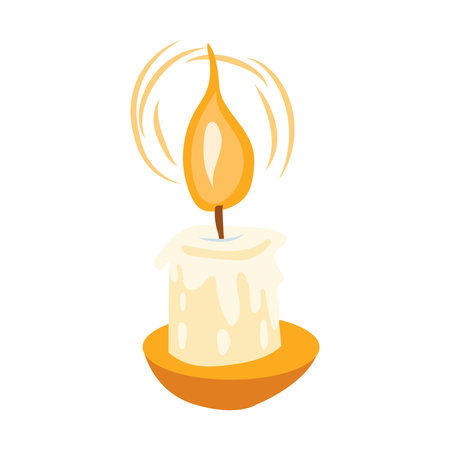 Magic candle with melting wax in flat design. Mystic witchcraft tool for rituals. Vector illustration isolated.のイラスト素材