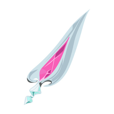 Magic dagger with crystal in flat design. Magician alchemy knife weapon. Vector illustration isolated.のイラスト素材