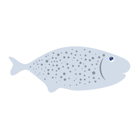 Abstract trout or salmon fish in flat design. Fishing industry aquaculture. Vector illustration isolated.のイラスト素材
