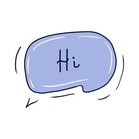Hi in bubble speech in flat design. Text message and online communication. Vector illustration isolated.のイラスト素材