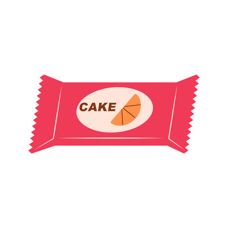 Cake piece or croissant in package in flat design. Sweet snack in pack. Vector illustration...