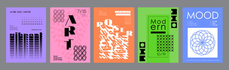 Abstract cover typography template. Posters layouts with dynamic expressive compositions with...