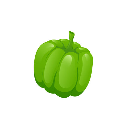 Green sweet pepper in flat design. Farm product, ripe vegetable harvest. Vector illustration isolated.のイラスト素材