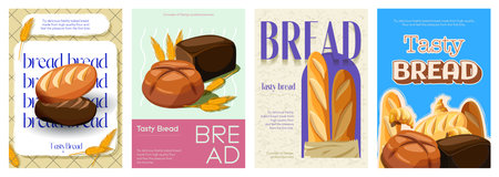 Bread cover typography template for advertising design. Food posters and greeting cards with fresh...