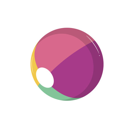 Inflatable beach ball in flat design. Rubber striped sphere for game. Vector illustration isolated.のイラスト素材