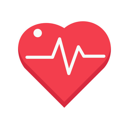 Heart with pulse rhythm in flat design. Cardiologist exam, cardio frequency. Vector illustration isolated.のイラスト素材