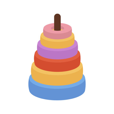 Toy pyramid in flat design. Colourful tower with rings for baby learning. Vector illustration isolated.のイラスト素材