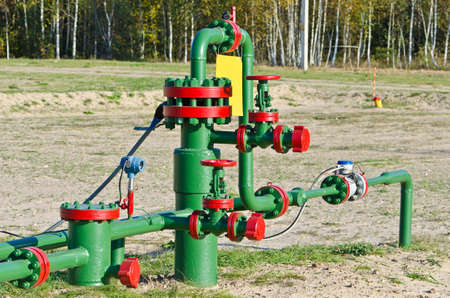 Oil gas processing plant with pipe line valvesの写真素材