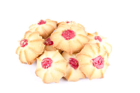A bunch of fresh pastry on a white background. Shallow depth of fieldの写真素材