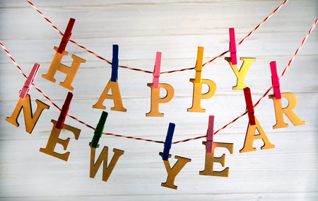 Merry christmas and happy new year concept. The inscription Merry Christmass, the letters are...