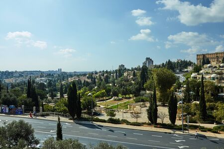 Jerusalem, Israel - October 21, 2019: View of the Jerusalem district of Yemin Mosheのeditorial素材