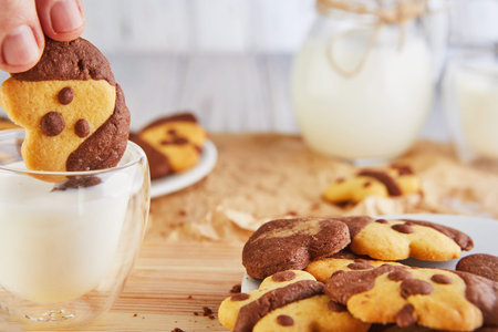 Cookies are a term used for various flour-baked foods. Simple homemade shortbread cookies in the...