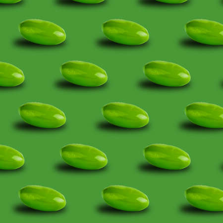 Edamame or soybeans seeds pattern isolated on green background.の写真素材